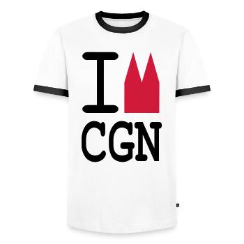 I Dom CGN - Männer Kontrast-T-Shirt - Weiß/Schwarz - Vorne - AI Model Female 172 light (172cm) & AI Model Male 178 dark (178cm)