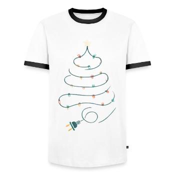 Christmas Tree String Lights Design - Men's Ringer Shirt - white/black - Front - AI Model Female 172 light (172cm) & AI Model Male 178 dark (178cm)