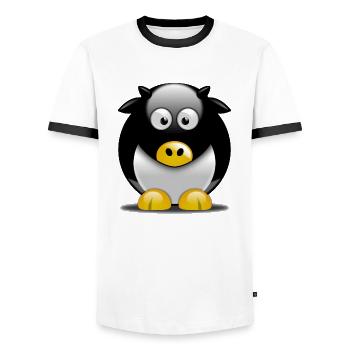 Mascotte MayLUG - T-shirt contrasté Homme - blanc/noir - Devant - AI Model Female 172 light (172cm) & AI Model Male 178 dark (178cm)