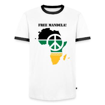 free mandela - Männer Kontrast-T-Shirt - Weiß/Schwarz - Vorne - AI Model Female 172 light (172cm) & AI Model Male 178 dark (178cm)