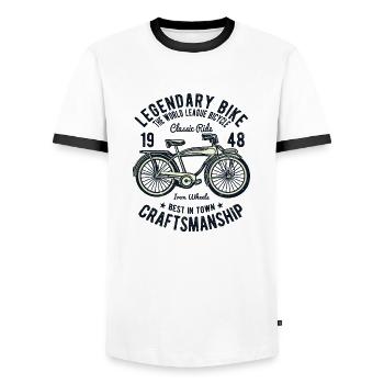 Klassisches Fahrrad - Männer Kontrast-T-Shirt - Weiß/Schwarz - Vorne - AI Model Female 172 light (172cm) & AI Model Male 178 dark (178cm)