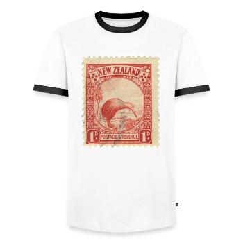 Kiwi stamp - T-shirt contrasté Homme - blanc/noir - Devant - AI Model Female 172 light (172cm) & AI Model Male 178 dark (178cm)
