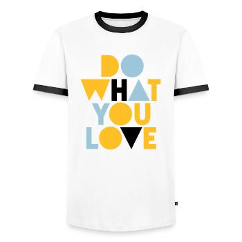 fais ce que tu aimes - T-shirt contrasté Homme - blanc/noir - Devant - AI Model Female 172 light (172cm) & AI Model Male 178 dark (178cm)