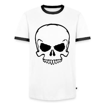 totenkopf - Men's Ringer Shirt - white/black - Front - AI Model Female 172 light (172cm) & AI Model Male 178 dark (178cm)