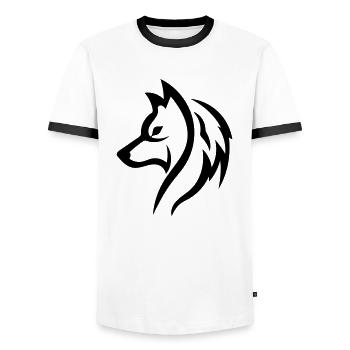 Wolf - Männer Kontrast-T-Shirt - Weiß/Schwarz - Vorne - AI Model Female 172 light (172cm) & AI Model Male 178 dark (178cm)