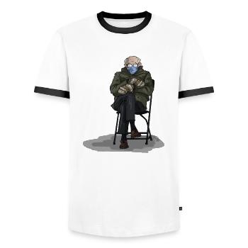 Grand-père sur une chaise pliante - T-shirt contrasté Homme - blanc/noir - Devant - AI Model Female 172 light (172cm) & AI Model Male 178 dark (178cm)