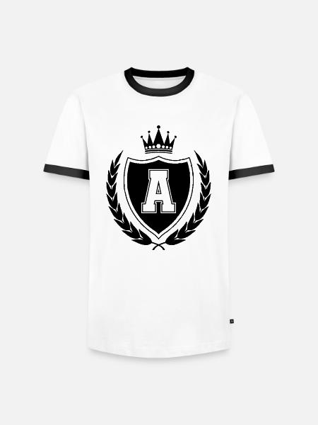 wappen A Krone - Männer Kontrast-T-Shirt - Weiß/Schwarz