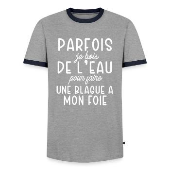 je bois de l'eau cadeau homme humour beauf - T-shirt contrasté Homme - gris/marine  - Devant - AI Model Female 172 light (172cm) & AI Model Male 178 light (178cm)