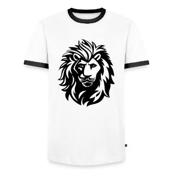 lion - T-shirt contrasté Homme - blanc/noir - Devant - AI Model Female 172 light (172cm) & AI Model Male 178 dark (178cm)