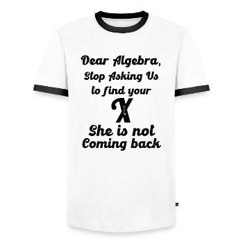 Algebra Find Ex X Funny - Men's Ringer Shirt - white/black - Front - AI Model Female 172 light (172cm) & AI Model Male 178 dark (178cm)