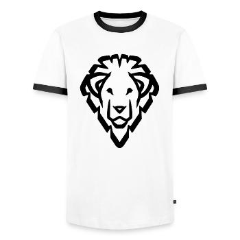 Lion's head symbol black - Men's Ringer Shirt - white/black - Front - AI Model Female 172 light (172cm) & AI Model Male 178 dark (178cm)
