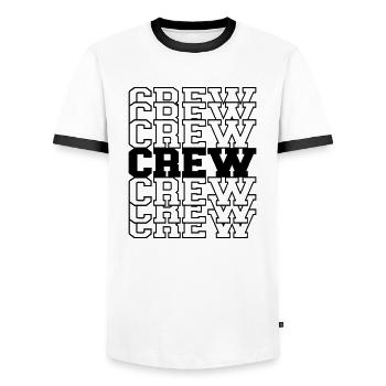 Crew - Männer Kontrast-T-Shirt - Weiß/Schwarz - Vorne - AI Model Female 172 light (172cm) & AI Model Male 178 dark (178cm)