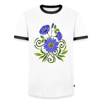 Flowers - Men's Ringer Shirt - white/black - Front - AI Model Female 172 light (172cm) & AI Model Male 178 dark (178cm)