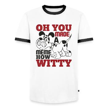 OH TU AS FAIT UN MÈME COMME C’EST DRÔLE SPIRITUEL - T-shirt contrasté Homme - blanc/noir - Devant - AI Model Female 172 light (172cm) & AI Model Male 178 dark (178cm)