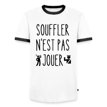 souffler n'est pas jouer - T-shirt contrasté Homme - blanc/noir - Devant - AI Model Female 172 light (172cm) & AI Model Male 178 dark (178cm)