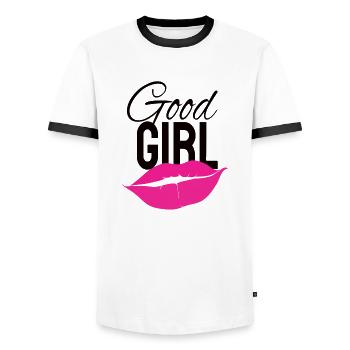 Good Girl - Men's Ringer Shirt - white/black - Front - AI Model Female 172 light (172cm) & AI Model Male 178 dark (178cm)