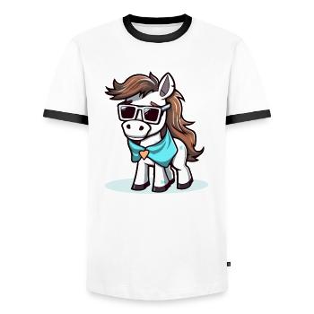 Tim le cheval - T-shirt contrasté Homme - blanc/noir - Devant - AI Model Female 172 light (172cm) & AI Model Male 178 dark (178cm)