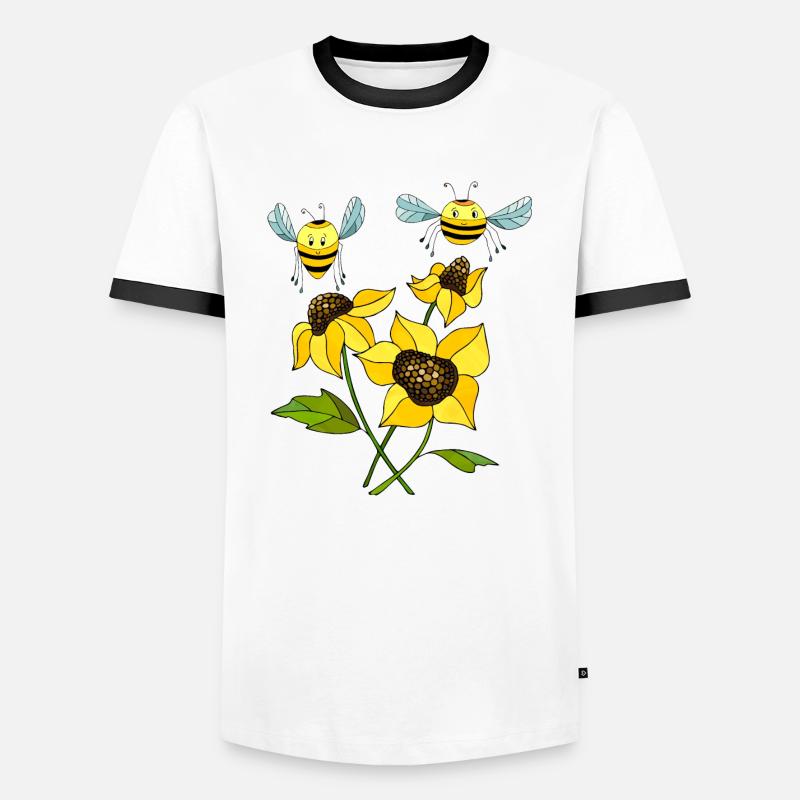 Bees - Men's Ringer Shirt - white/black
