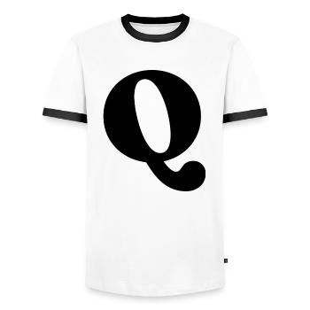 Lettre q - T-shirt contrasté Homme - blanc/noir - Devant - AI Model Female 172 light (172cm) & AI Model Male 178 dark (178cm)
