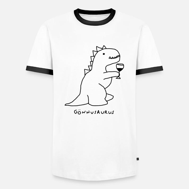 Gönnusaurus Rex - Männer Kontrast-T-Shirt - Weiß/Schwarz