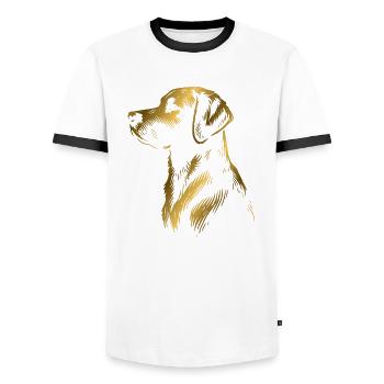 Labrador drawing head gold - Men's Ringer Shirt - white/black - Front - AI Model Female 172 light (172cm) & AI Model Male 178 dark (178cm)