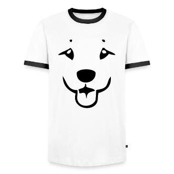 Süßes cartoon Hundegesicht - Männer Kontrast-T-Shirt - Weiß/Schwarz - Vorne - AI Model Female 172 light (172cm) & AI Model Male 178 dark (178cm)