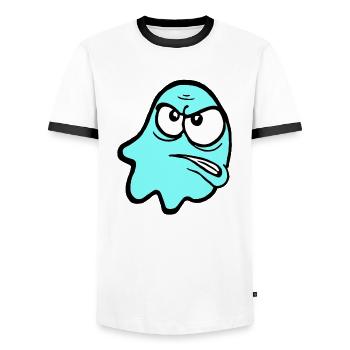 Knurri in turquoise - Men's Ringer Shirt - white/black - Front - AI Model Female 172 light (172cm) & AI Model Male 178 dark (178cm)