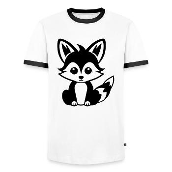 Fuchs - Männer Kontrast-T-Shirt - Weiß/Schwarz - Vorne - AI Model Female 172 light (172cm) & AI Model Male 178 dark (178cm)