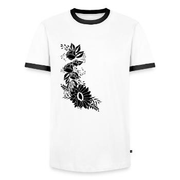 Buchstabe c Blumen schwarz und weiß - Männer Kontrast-T-Shirt - Weiß/Schwarz - Vorne - AI Model Female 172 light (172cm) & AI Model Male 178 dark (178cm)
