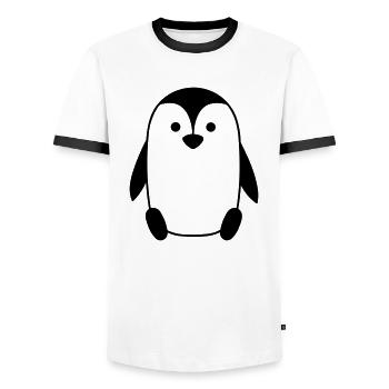 Pingouin - T-shirt contrasté Homme - blanc/noir - Devant - AI Model Female 172 light (172cm) & AI Model Male 178 dark (178cm)
