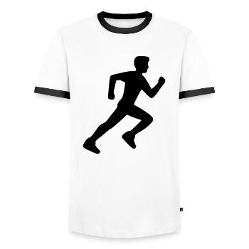 coureur coureur joggeur minimal icône vectorielle - T-shirt contrasté Homme - blanc/noir - Devant - AI Model Female 172 light (172cm) & AI Model Male 178 dark (178cm)