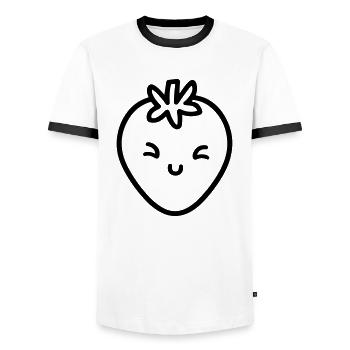 Erdbeere - Männer Kontrast-T-Shirt - Weiß/Schwarz - Vorne - AI Model Female 172 light (172cm) & AI Model Male 178 dark (178cm)