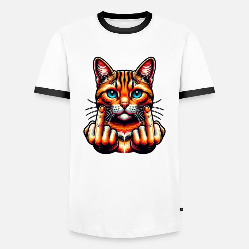 Funny Evil Cat - Men's Ringer Shirt - white/black