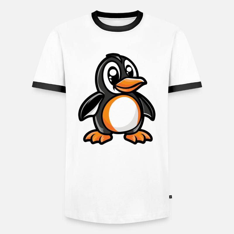 pinguin comic - Männer Kontrast-T-Shirt - Weiß/Schwarz