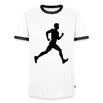Laufen Marathon Mann Symbol - Männer Kontrast-T-Shirt - Weiß/Schwarz - Vorne - AI Model Female 172 light (172cm) & AI Model Male 178 dark (178cm)