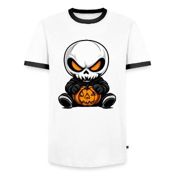 Zombie Halloween Skeleton - Men's Ringer Shirt - white/black - Front - AI Model Female 172 light (172cm) & AI Model Male 178 dark (178cm)