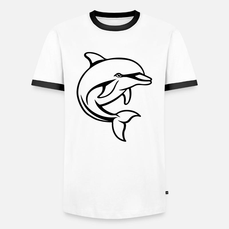 delfin comic - Männer Kontrast-T-Shirt - Weiß/Schwarz