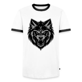 Tête de loup - T-shirt contrasté Homme - blanc/noir - Devant - AI Model Female 172 light (172cm) & AI Model Male 178 dark (178cm)