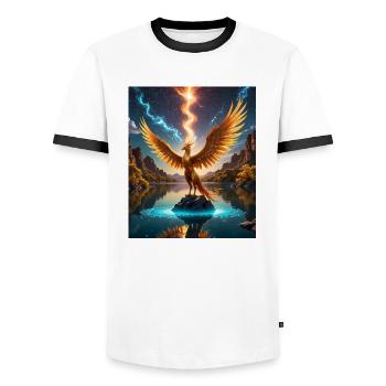 Chic - Men's Ringer Shirt - white/black - Front - AI Model Female 172 light (172cm) & AI Model Male 178 dark (178cm)