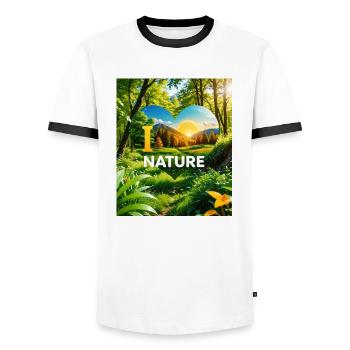 Nature - Men's Ringer Shirt - white/black - Front - AI Model Female 172 light (172cm) & AI Model Male 178 dark (178cm)