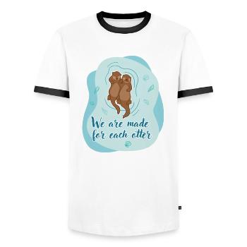 Nous sommes faits pour chaque loutre - T-shirt contrasté Homme - blanc/noir - Devant - AI Model Female 172 light (172cm) & AI Model Male 178 dark (178cm)