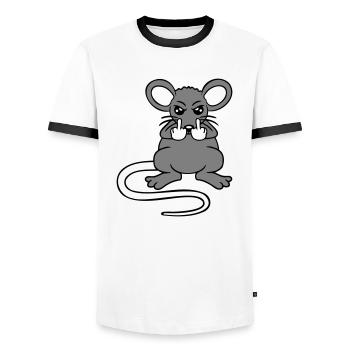 Maus Böse Wütend Frustriert Aggressiv Mittelfinger - Männer Kontrast-T-Shirt - Weiß/Schwarz - Vorne - AI Model Female 172 light (172cm) & AI Model Male 178 dark (178cm)