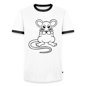 Maus Böse Wütend Frustriert Aggressiv Mittelfinger - Männer Kontrast-T-Shirt - Weiß/Schwarz - Vorne - AI Model Female 172 light (172cm) & AI Model Male 178 dark (178cm)