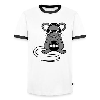 Mouse DJ Sunglasses Headphones Party Celebrate Music - Men's Ringer Shirt - white/black - Front - AI Model Female 172 light (172cm) & AI Model Male 178 dark (178cm)