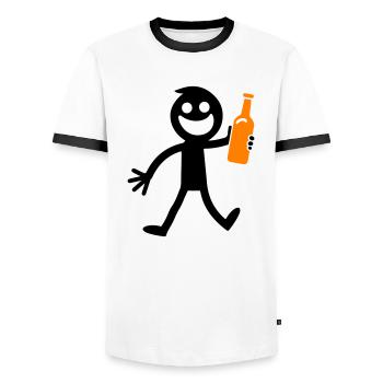 Bier Trinken Strichmännchen - Männer Kontrast-T-Shirt - Weiß/Schwarz - Vorne - AI Model Female 172 light (172cm) & AI Model Male 178 dark (178cm)