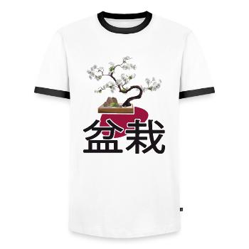 Bonsai bonsai show shohin bonsaiartist - Men's Ringer Shirt - white/black - Front - AI Model Female 172 light (172cm) & AI Model Male 178 dark (178cm)