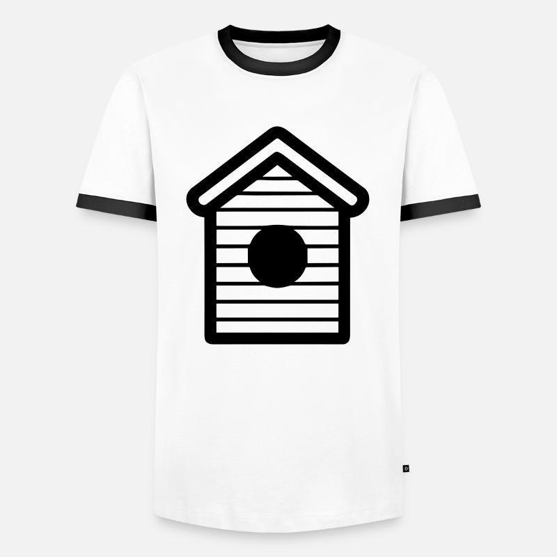 Vogelhaus - Männer Kontrast-T-Shirt - Weiß/Schwarz