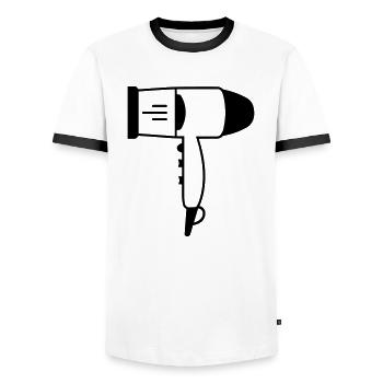 Hair dryer - Men's Ringer Shirt - white/black - Front - AI Model Female 172 light (172cm) & AI Model Male 178 dark (178cm)