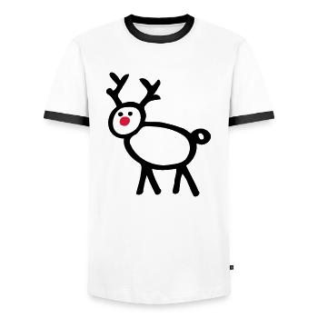 Strichmännchen Rentier Hirsch lustiges Motiv - Männer Kontrast-T-Shirt - Weiß/Schwarz - Vorne - AI Model Female 172 light (172cm) & AI Model Male 178 dark (178cm)