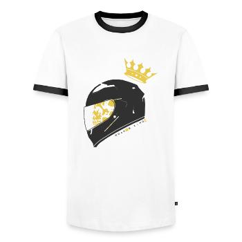 Road's King - T-shirt contrasté Homme - blanc/noir - Devant - AI Model Female 172 light (172cm) & AI Model Male 178 dark (178cm)